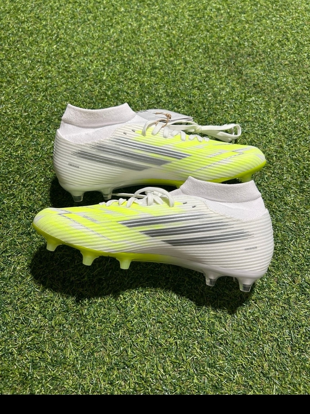 Adidas Kids' White & Neon Yellow Soccer Cleats - Picture 4 of 8